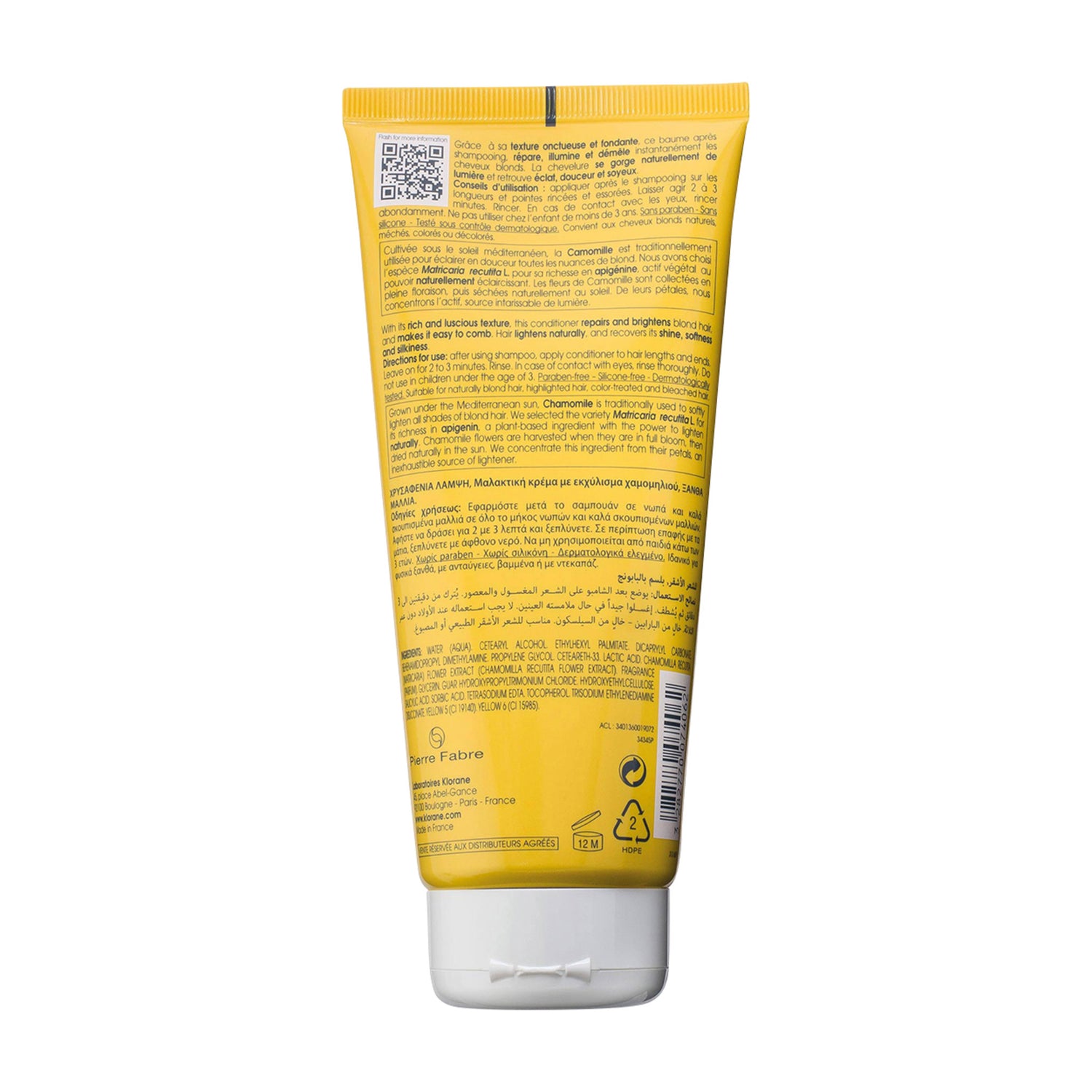 Klorane Conditioner With chamomile back packaging image.