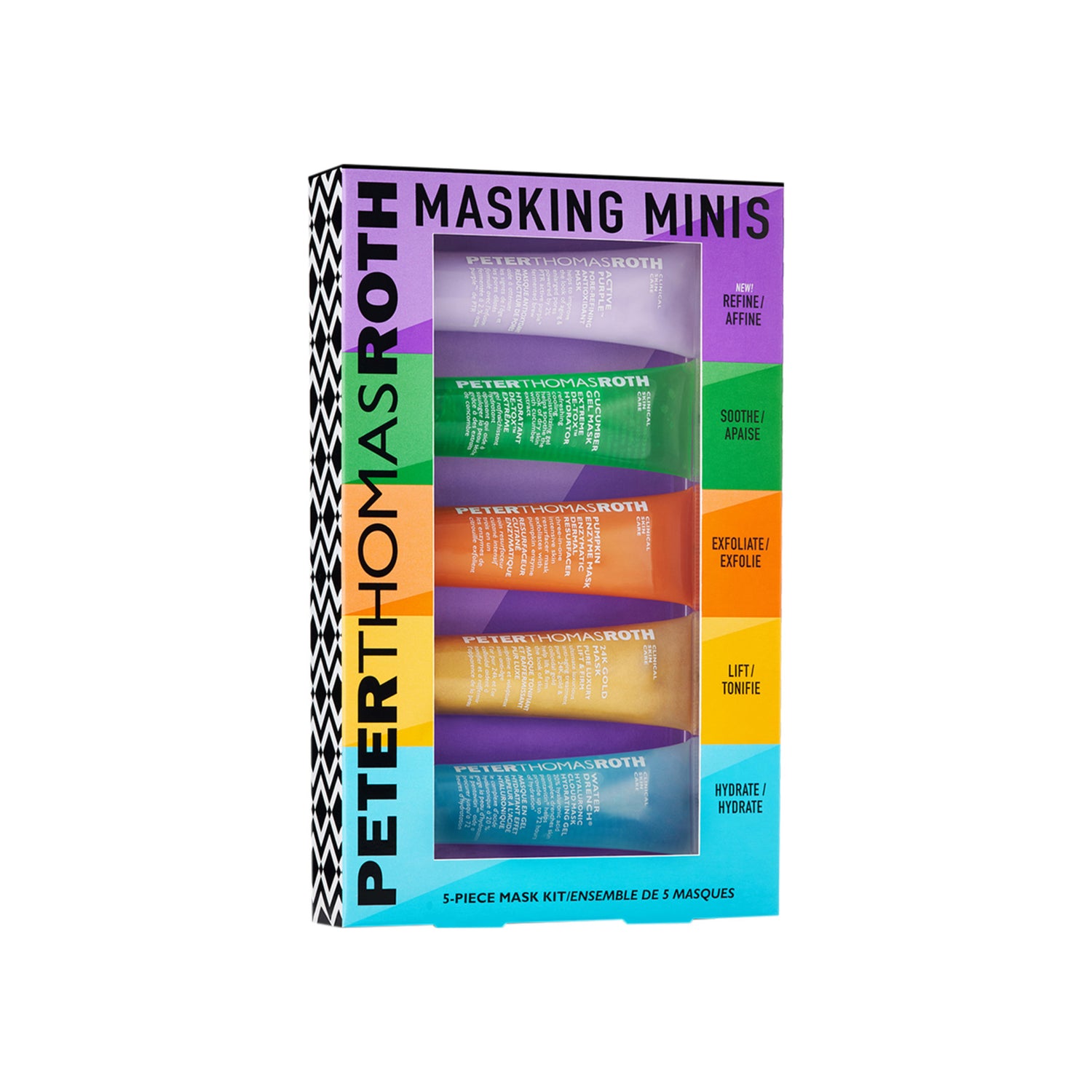 Peter Thomas Roth Masking Minis 5-Piece Mask Kit side packaging image.