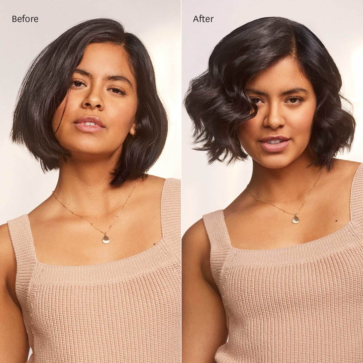 T3 Undone Waves 1" Straight Barrel before and after image .