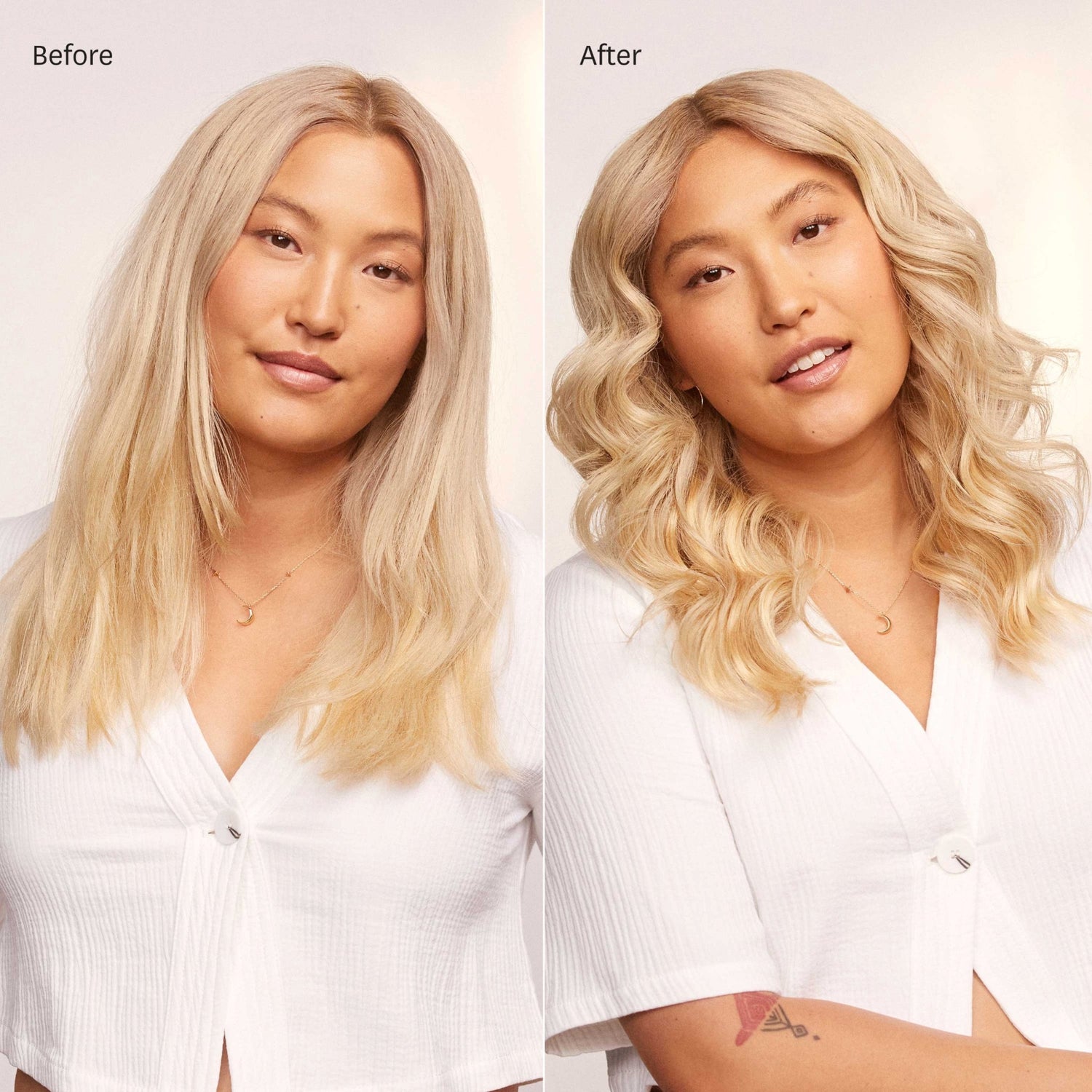 T3 Undone Waves 1" Straight Barrel before and after image 3 .