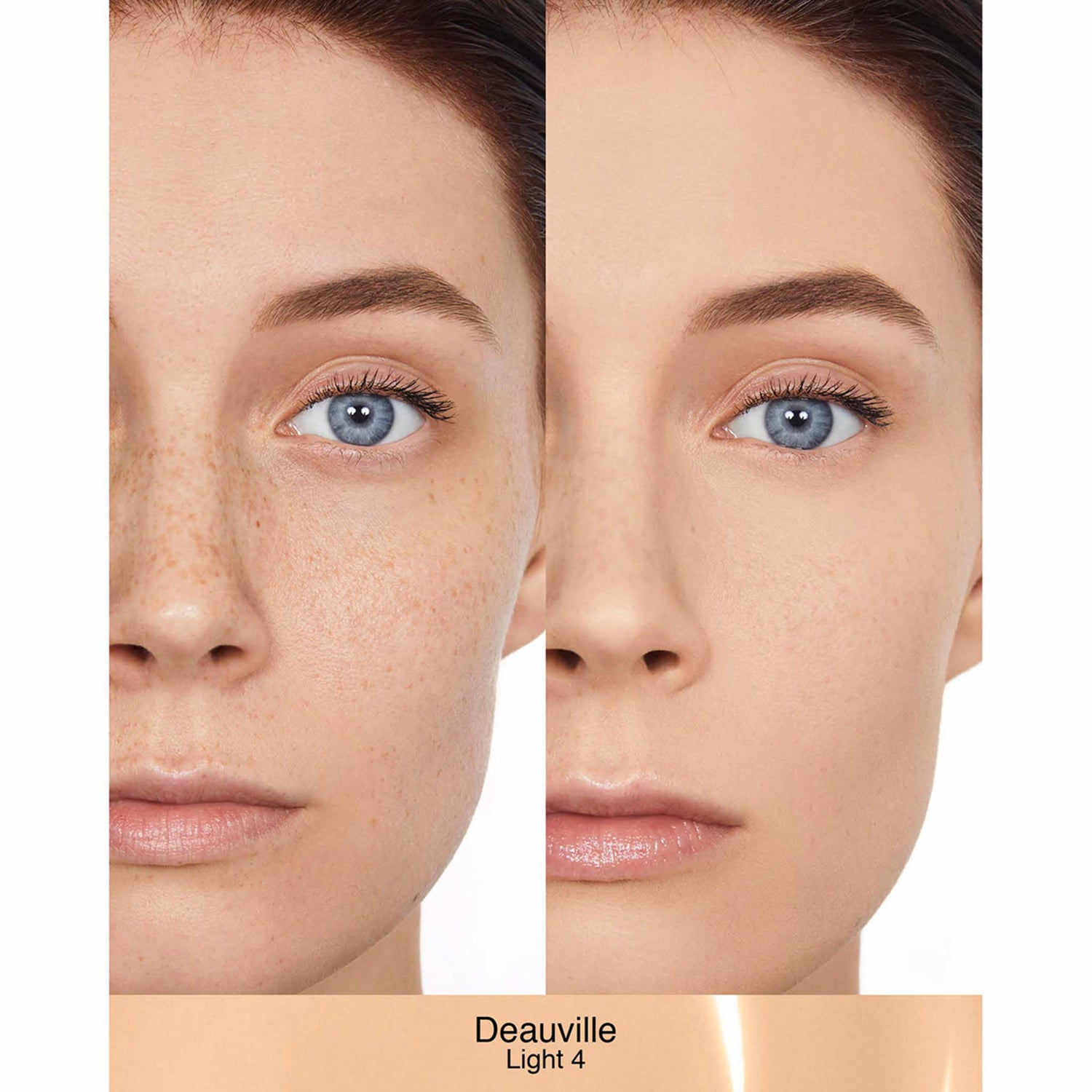 Nars Sheer Glow Foundation Color/Shade variant: Deauville L4 before and after image . This product is for light neutral complexions