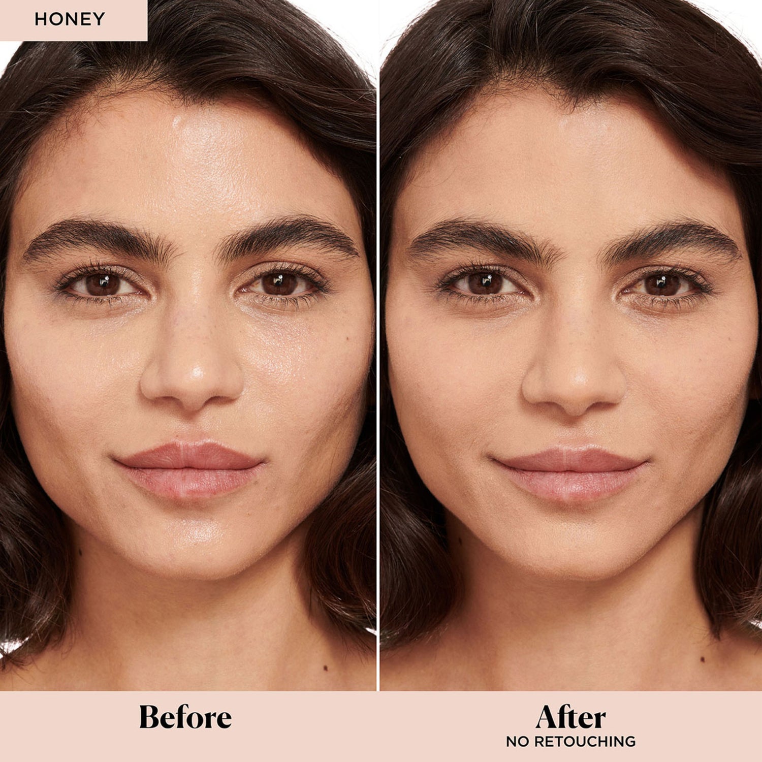 Laura Mercier Translucent Loose Setting Powder Mini Color/Shade variant: Honey before and after image . This product is for medium complexions