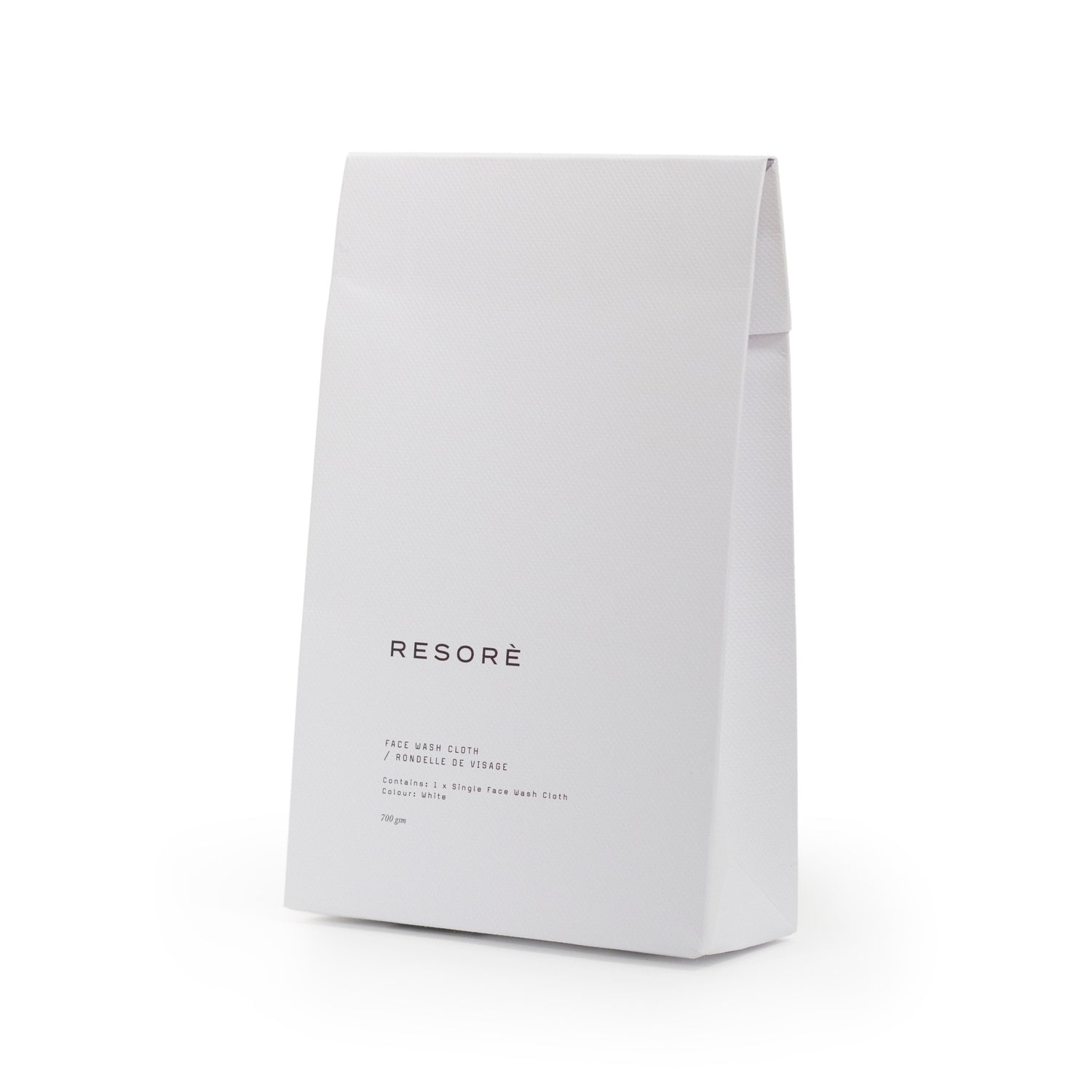 Resorè Face Wash Cloth Color/Shade variant: White back packaging image.