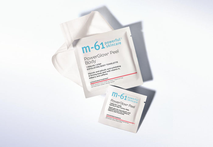 powerglow peel packets on white background