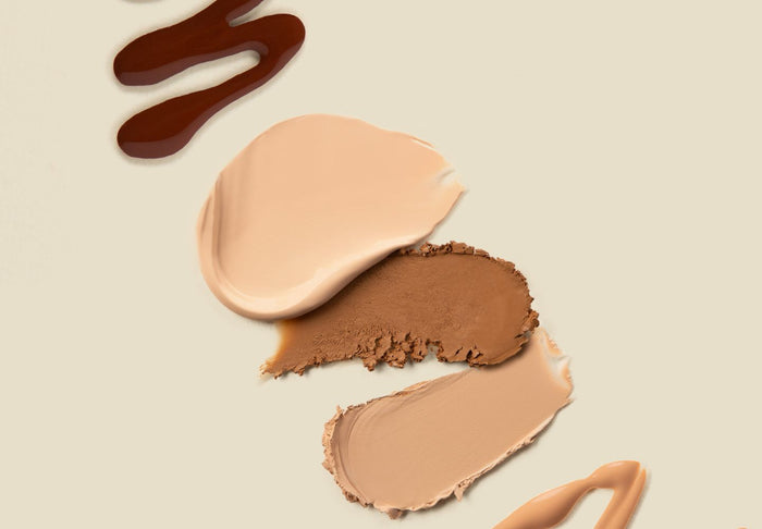 foundation swatched on neutral background