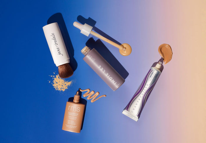 SPF products on a colored background