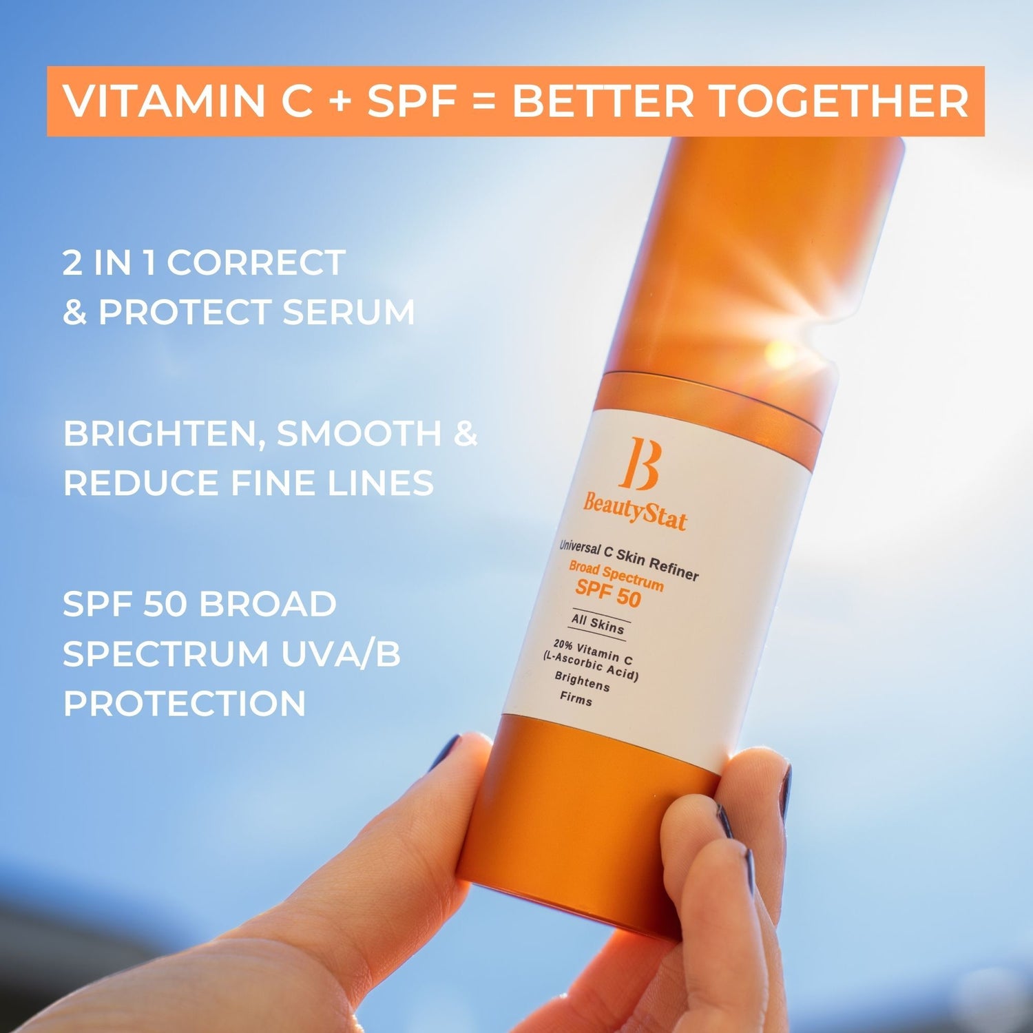 BeautyStat Universal C Skin Refiner Vitamin C Serum + SPF 50 Mineral Sunscreen