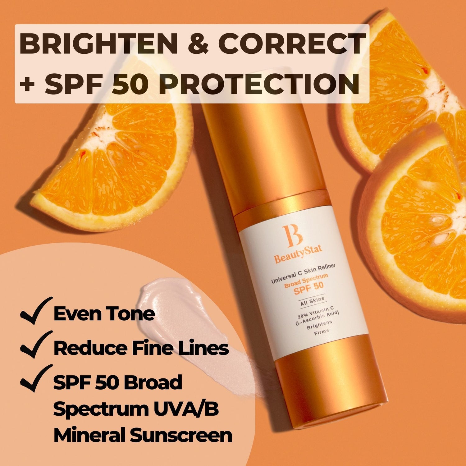 BeautyStat Universal C Skin Refiner Vitamin C Serum + SPF 50 Mineral Sunscreen