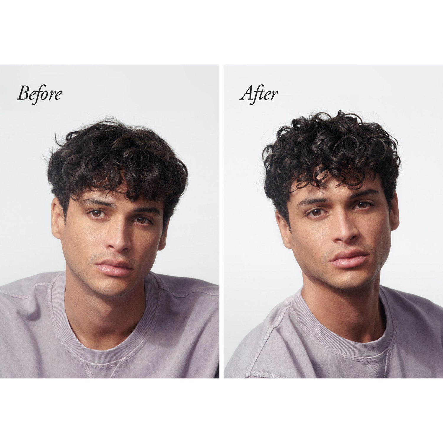 Before and after results of using Oribe Crème For Style