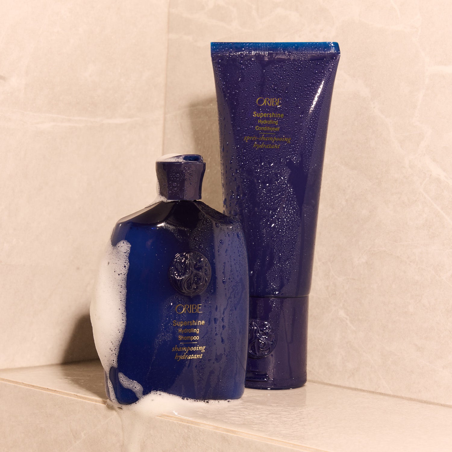 Lifestyle image of Oribe Supershine Hydrating Shampoo for Dry Hair