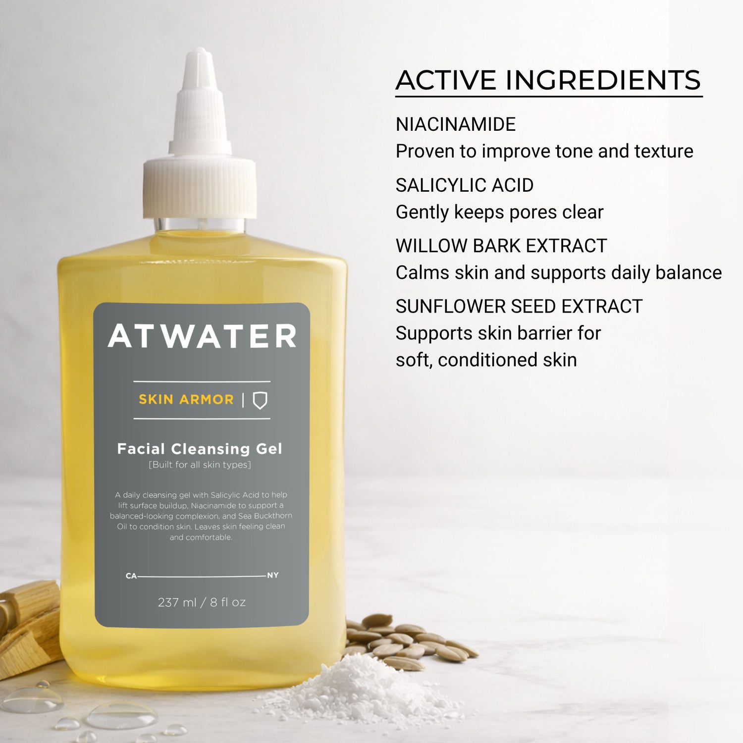 Lifestyle image of Atwater Skin Armor Facial Cleansing Gel