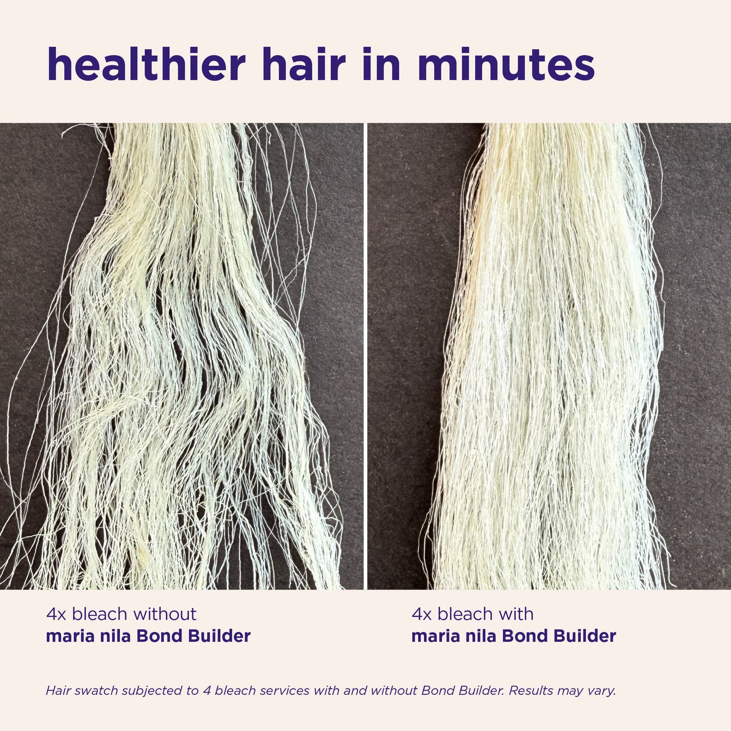 Before and after results of using Maria Nila Bond Builder