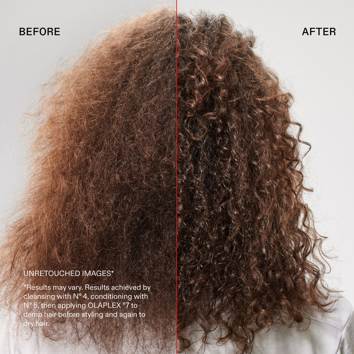 Before and after results of using Olaplex Nº.7 Bonding Oil