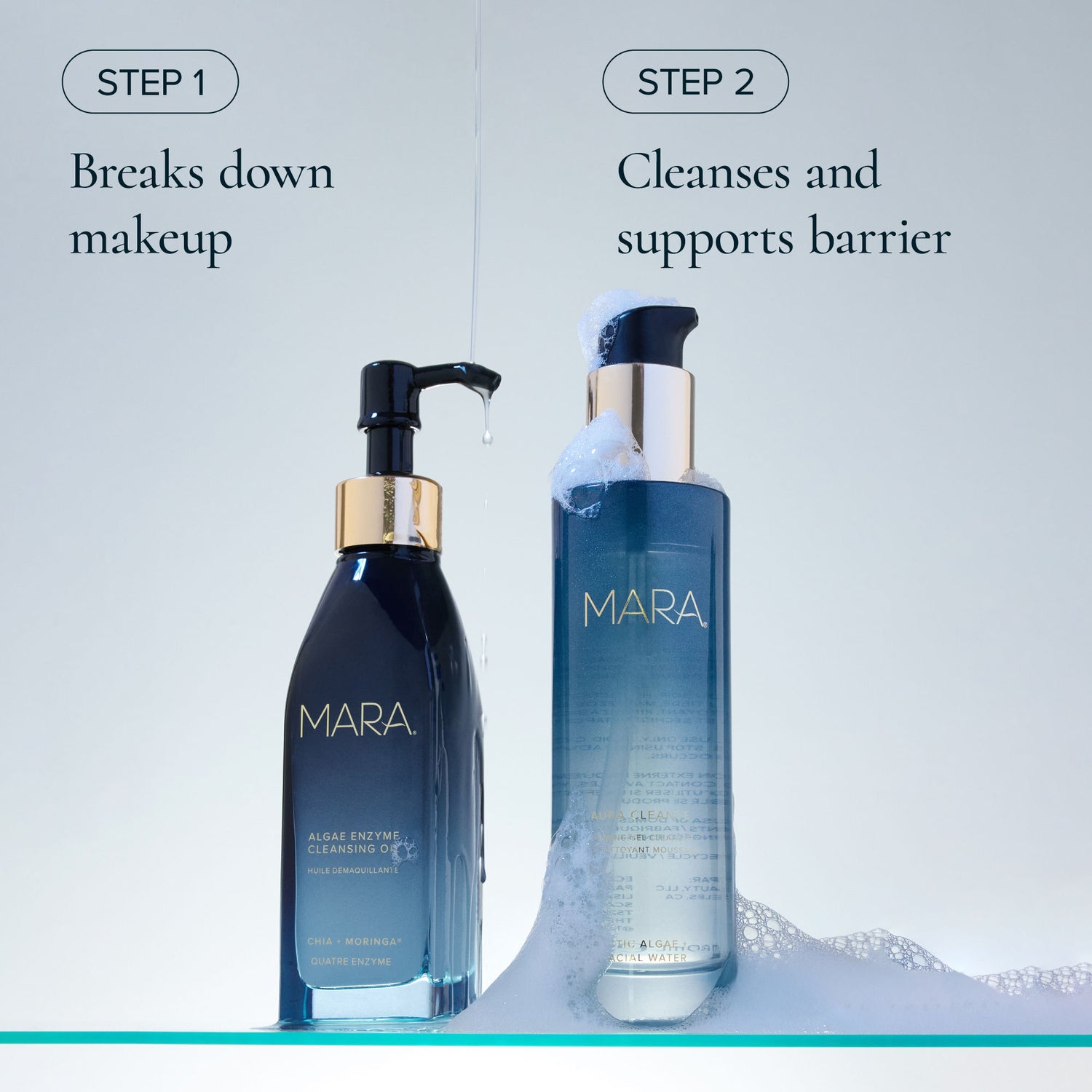 Lifestyle image of Mara Aura Cleanse Foaming Gel Cleanser