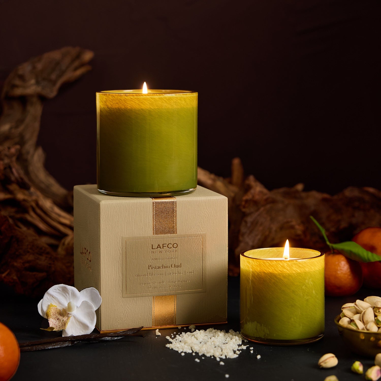 Lifestyle image of Lafco Pistachio Oud Candle (Limited Edition)