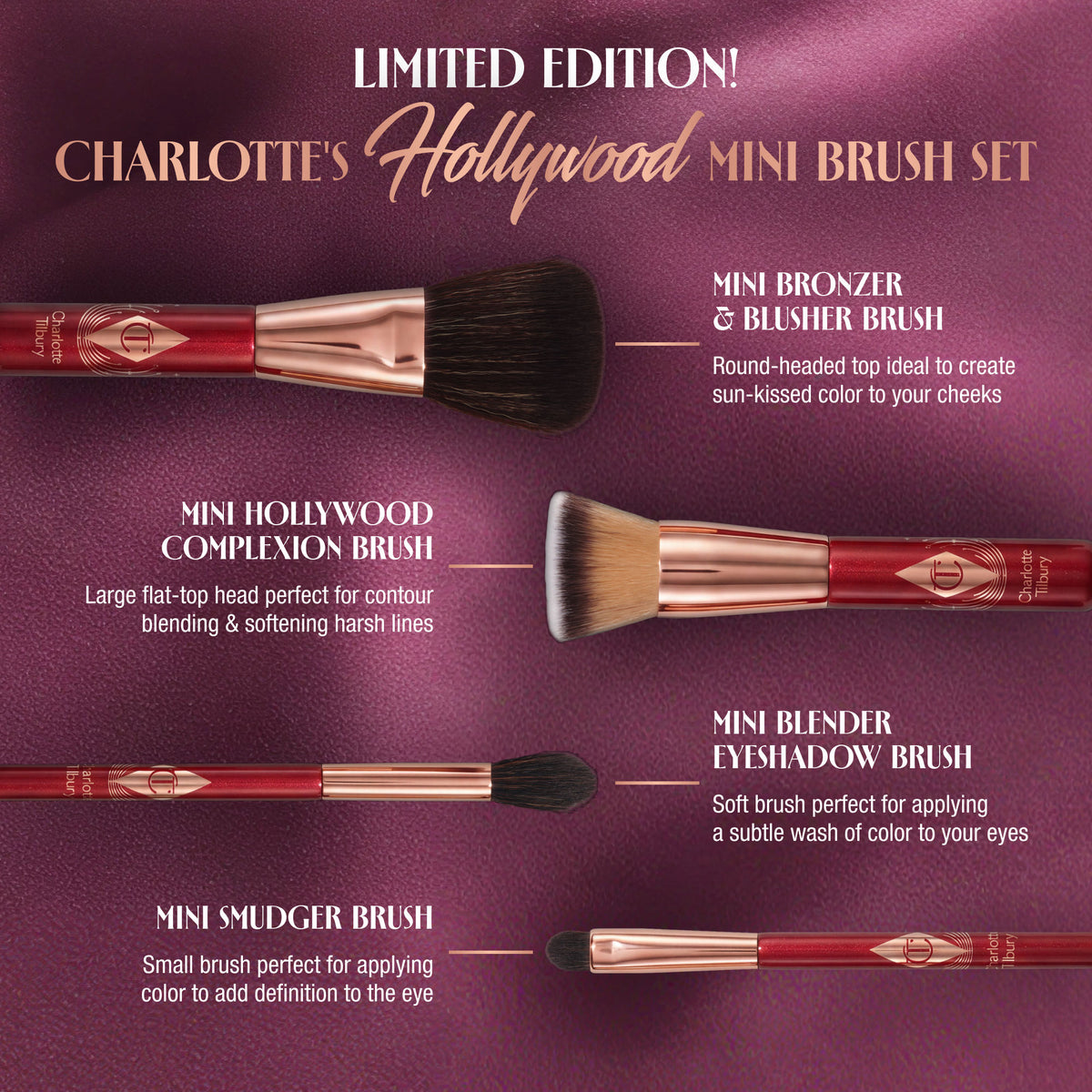 Lifestyle image of Charlotte Tilbury Charlotte's Hollywood Mini Brush Set (Limited Edition)