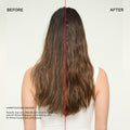 Before and after results of using Olaplex No.5Fine Bond Maintenance Lightweight Volumizing Conditioner