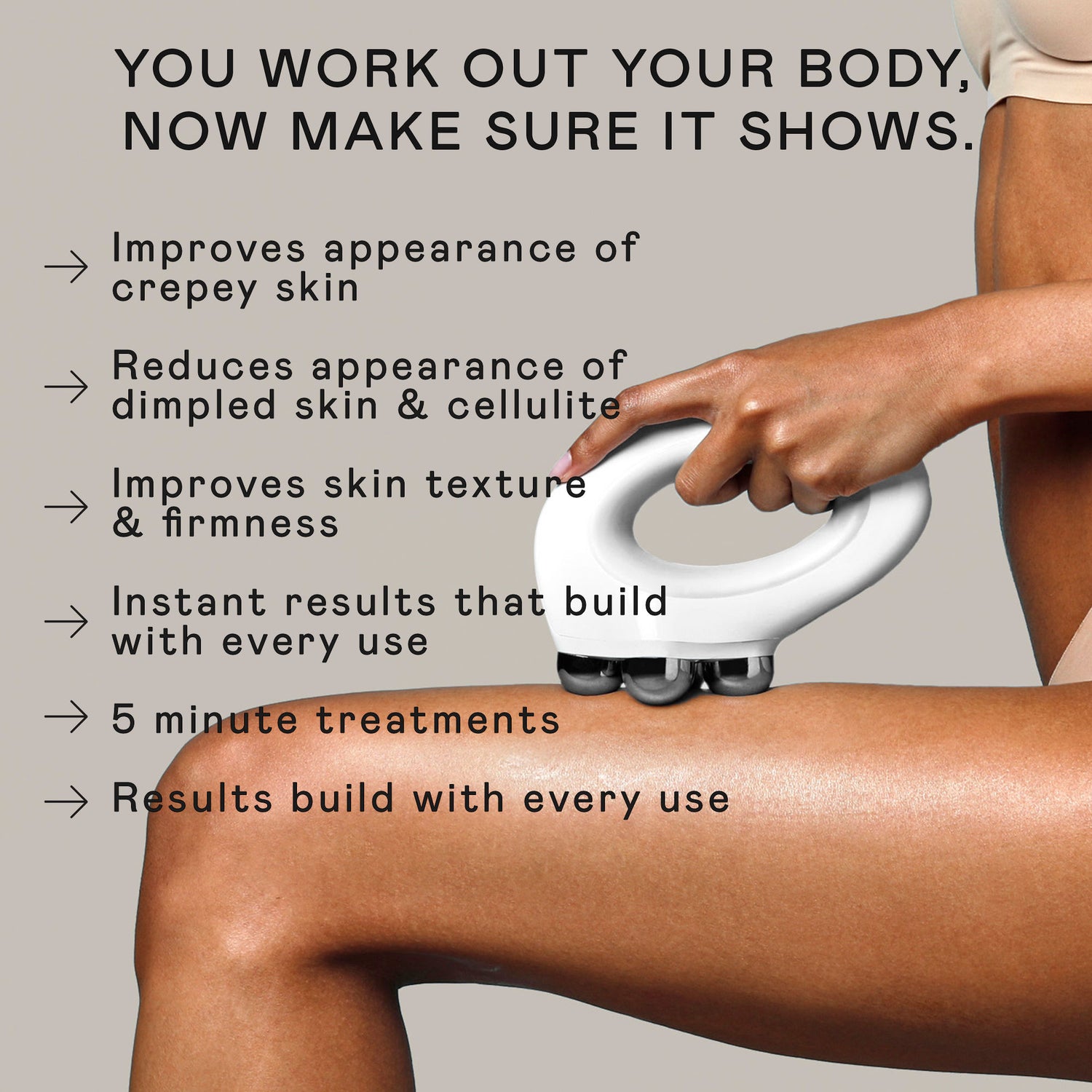 Lifestyle image of NuFace NuBODY Starter Kit Smooth & Tone Full Body Microcurrent Device