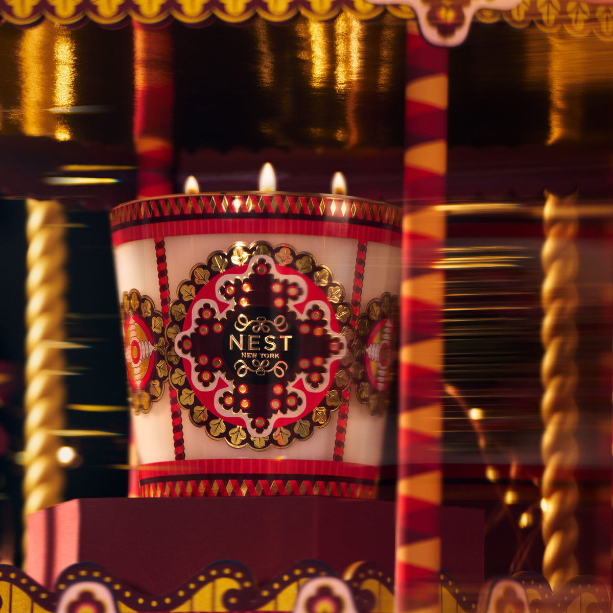 Lifestyle image of Nest New York Nest New York x Pierre Marie Holiday 3-Wick Candle (Limited Edition)