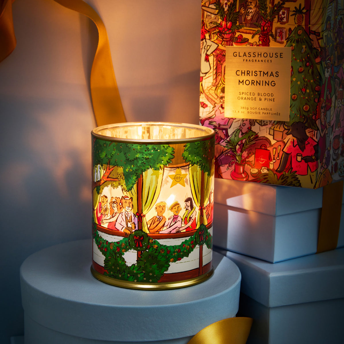 Lifestyle image of Glasshouse Fragrances Christmas Morning Triple Scented Candle (Limited Edition)