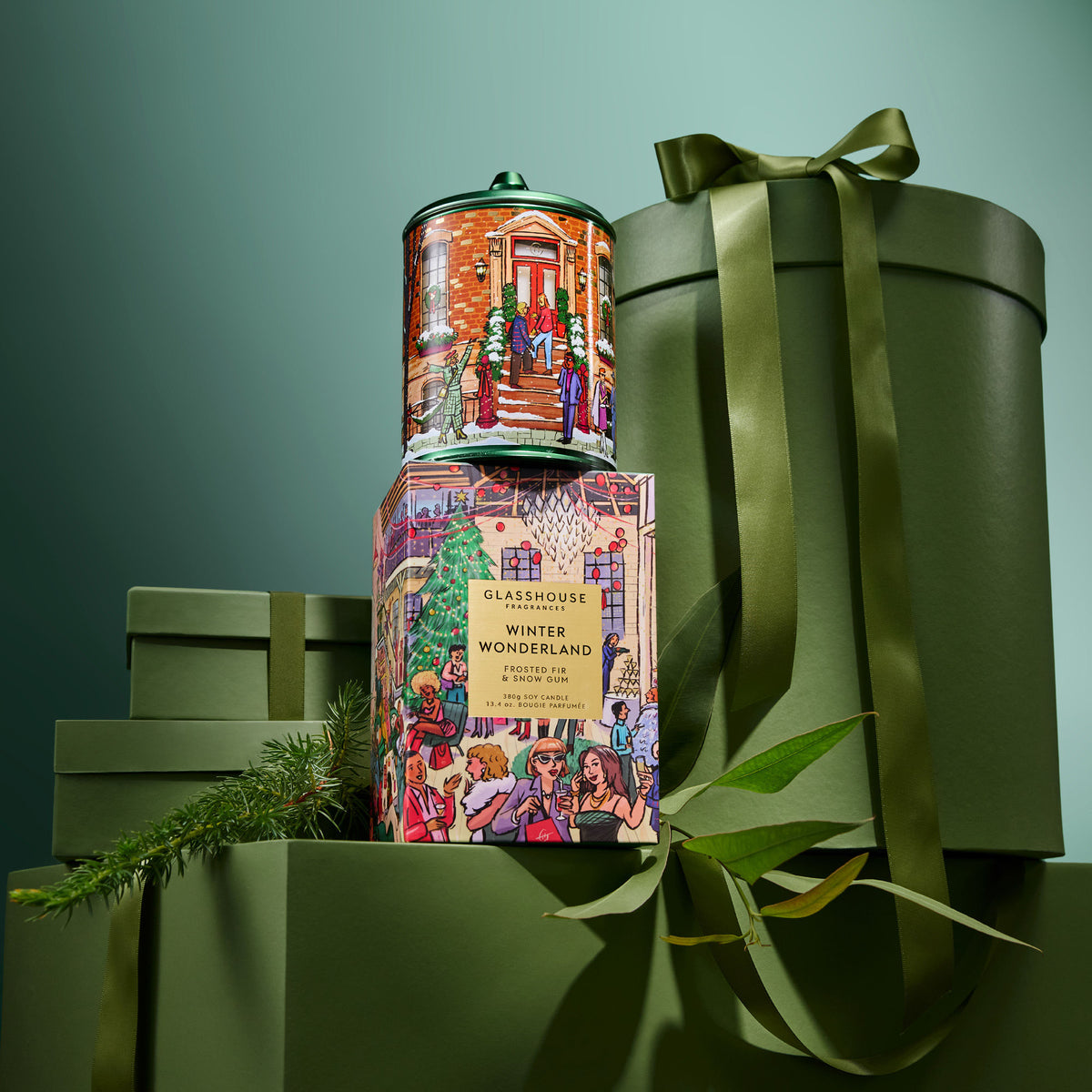 Lifestyle image of Glasshouse Fragrances Winter Wonderland Candle (Limited Edition)