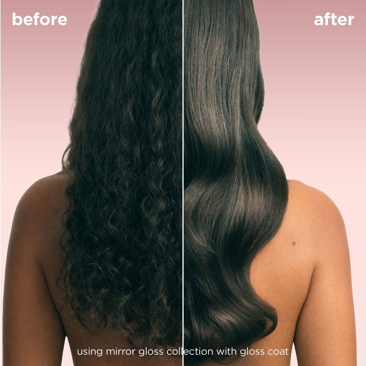 Before and after results of using Maria Nila Mirror Gloss Shampoo
