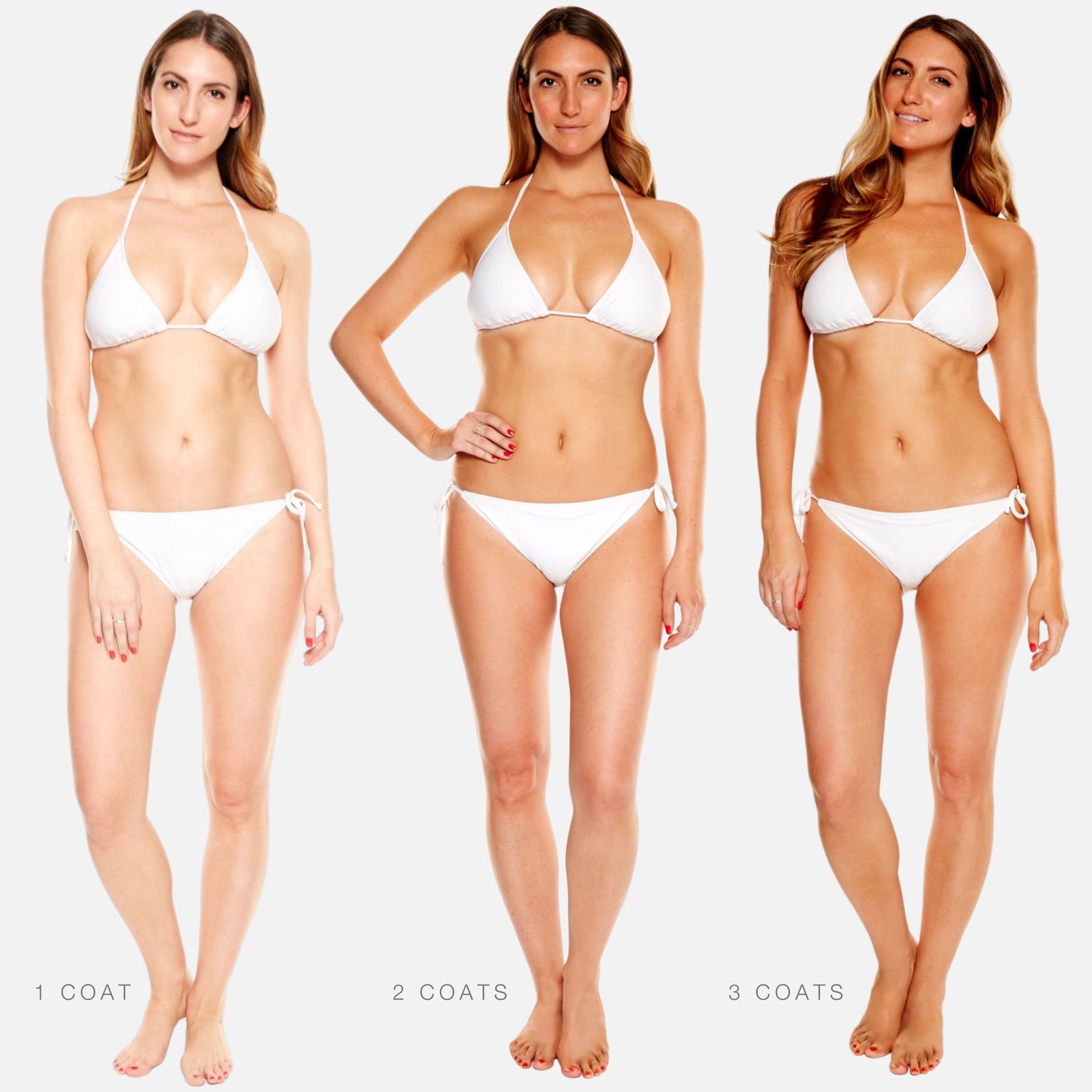 Before and after results of using Hampton Sun Sunless Tanning Mist