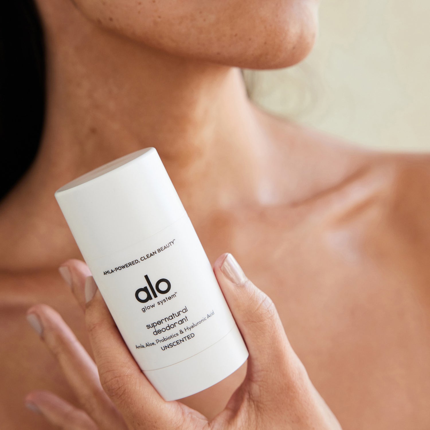 Alo Supernatural Deodorant Unscented model image .