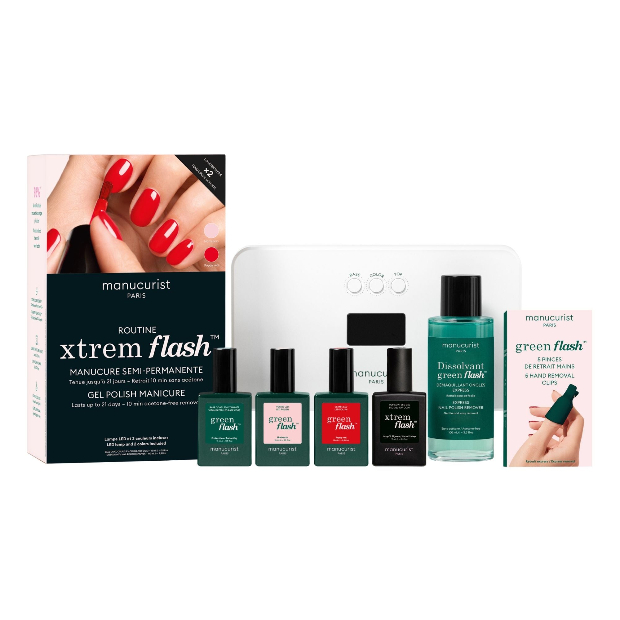 Manucurist 36W Green Flash Pro Routine Set - Poppy Red and