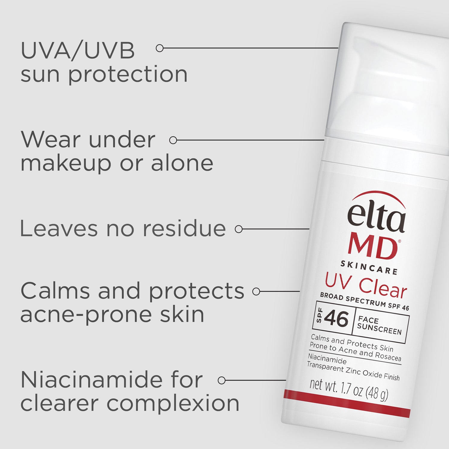 Information related to EltaMD UV Clear Broad-Spectrum Facial Sunscreen SPF 46