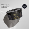 A jar of Oribe Rough Luxury Soft Molding Paste for Definition & Shine featuring text that reads Effortless grip for sculpted, shiny, lived-in hair and a badge noting Signature Côte dAzur Scent.