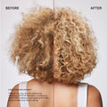 Before and after results of using Olaplex No.4P Blonde Enhancer Purple Toning Shampoo