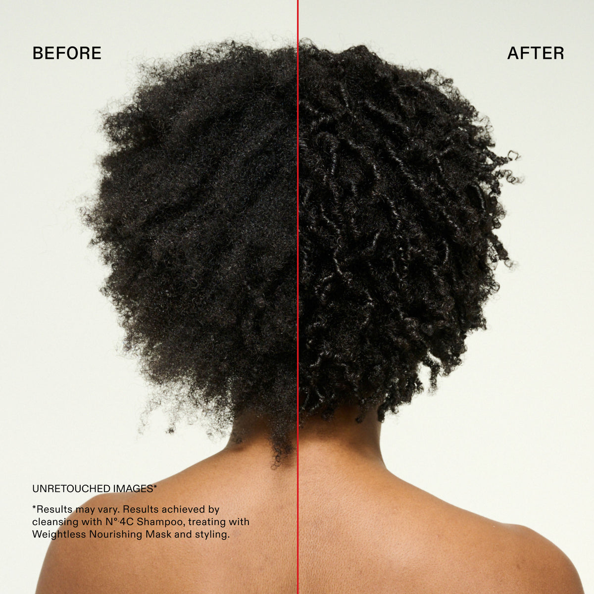 Before and after results of using Olaplex No.4C Bond Maintenance Clarifying Shampoo