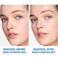 Before and after results of using Charlotte Tilbury Charlotte's Magic Hydrator Mist