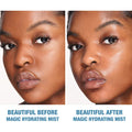 Before and after results of using Charlotte Tilbury Charlotte's Magic Hydrator Mist