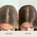 Before and after results of using Christophe Robin Fortifying Scalp Serum with Amaranth Peptides