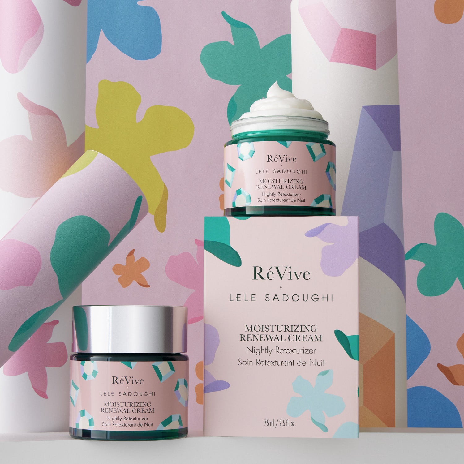 Lifestyle image of RéVive x Lele Sadoughi Moisturizing Renewal Cream ArtJar (Limited Edition)