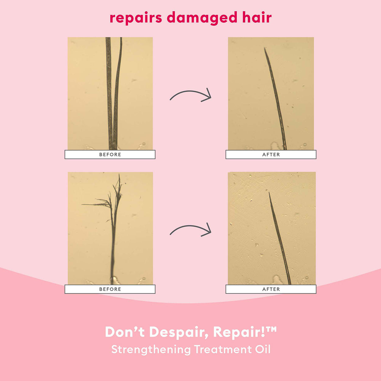 Before and after results of using Briogeo Don't Despair, Repair! Strengthening Treatment Hair Oil