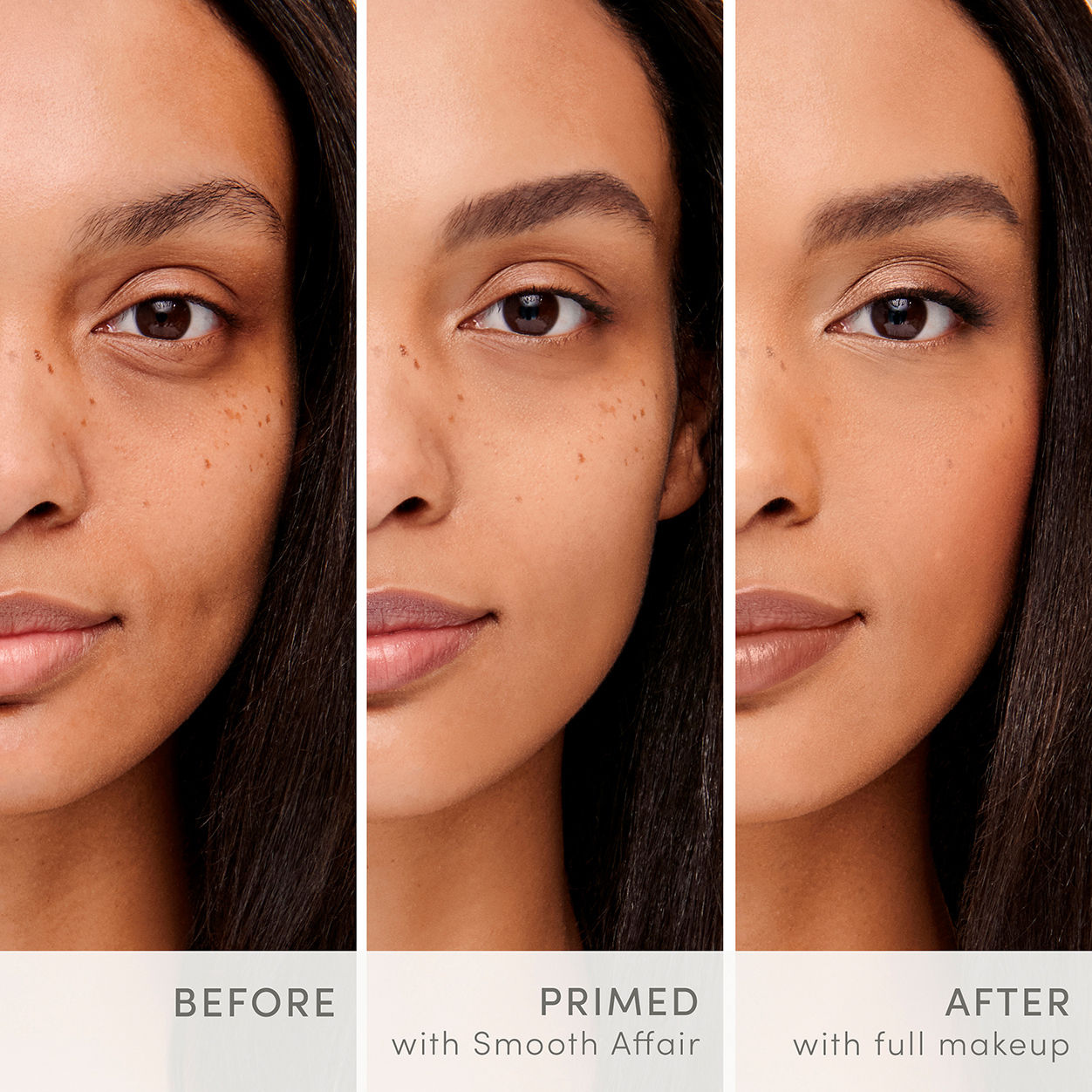 Before and after results of using Jane Iredale Smooth Affair Illuminating Glow Face Primer