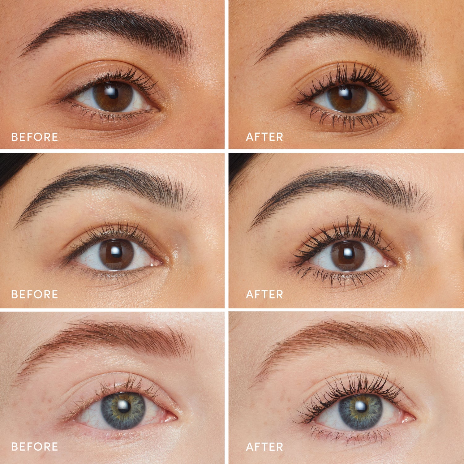 Before and after results of using Jane Iredale Lash Fixation Length & Definition Tubing Mascara