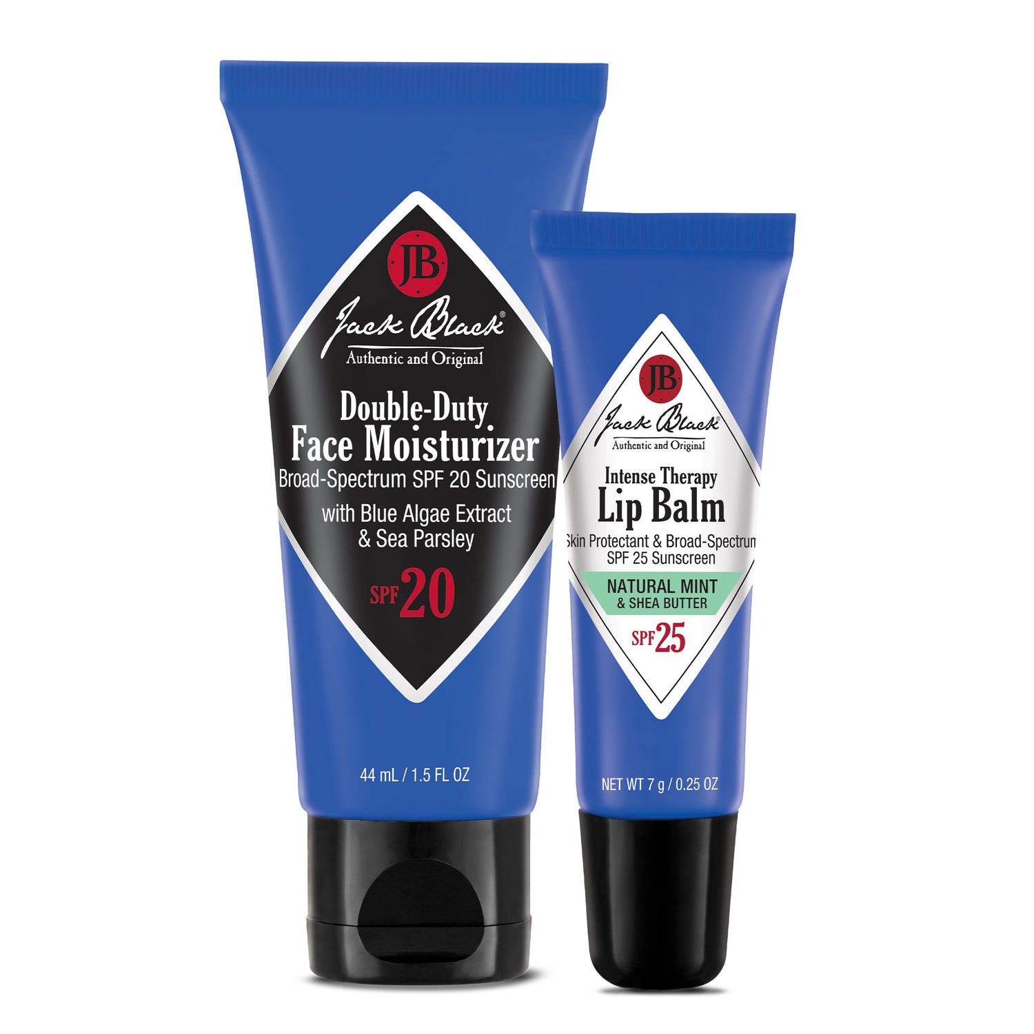 Image of a closed Jack Black Face & Lip SPF Kit