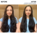 Before and after results of using Bumble and Bumble Travel-Size Hydrating + Frizz Reducing Hair Set
