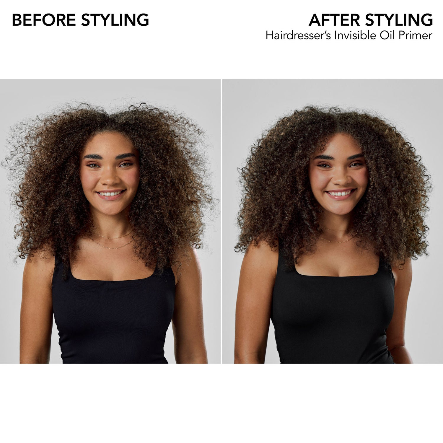 Before and after results of using Bumble and Bumble Travel-Size Hydrating + Frizz Reducing Hair Set