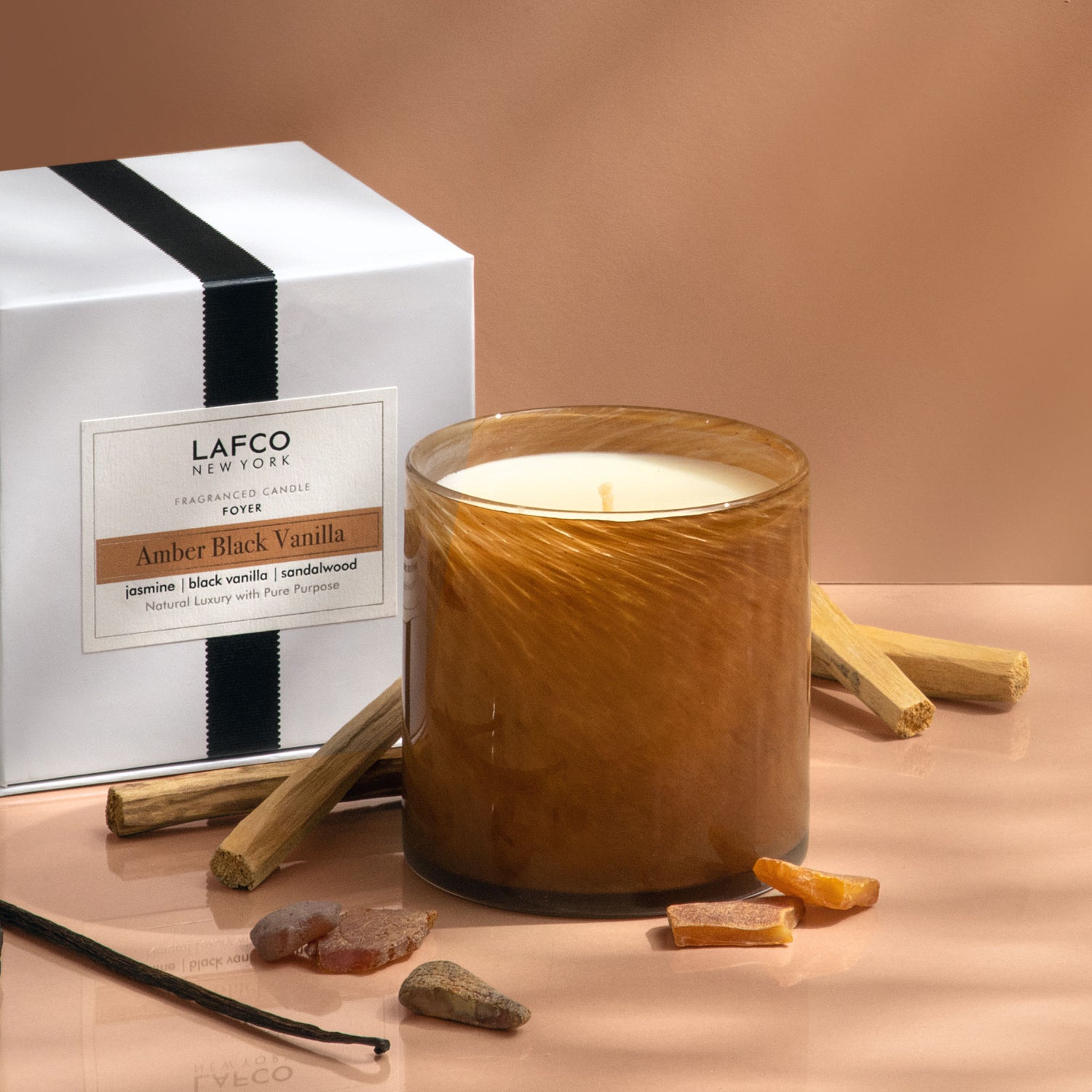 Lifestyle image of Lafco Amber Black Vanilla Signature Candle