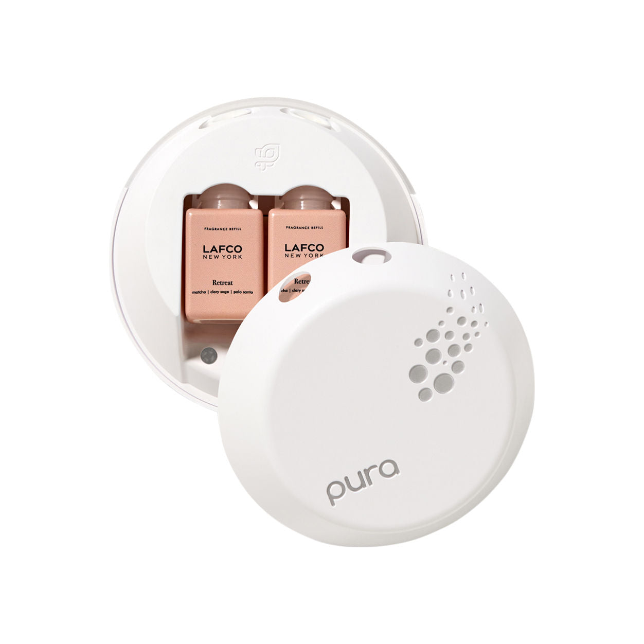 Image of an open Lafco Pura Retreat Fragrance Refill