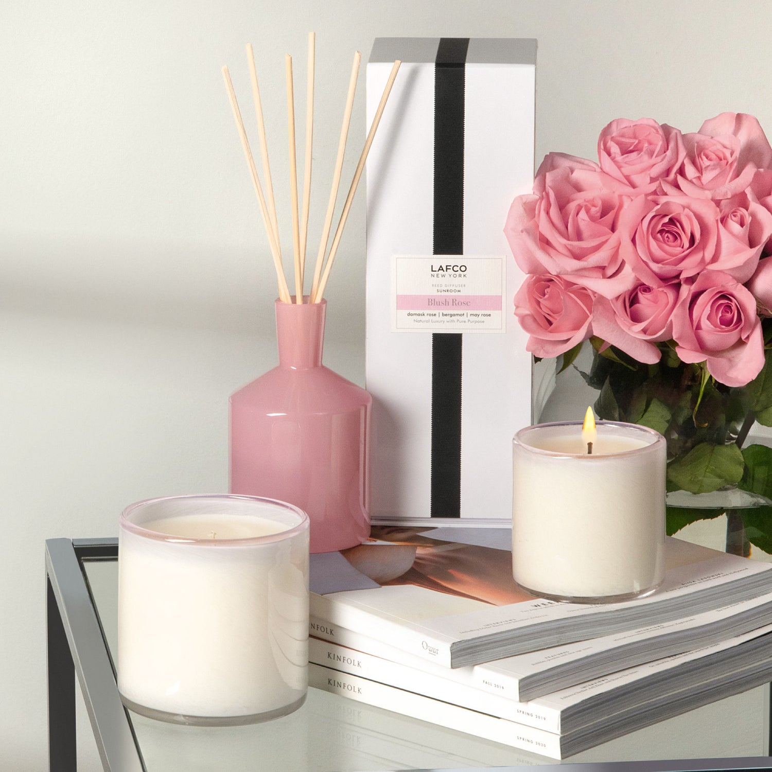 Lifestyle image of Lafco Blush Rose Reed Diffuser