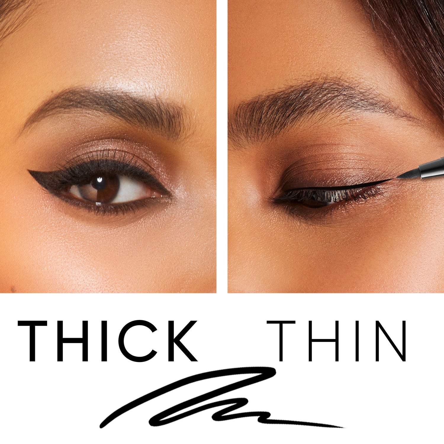 Before and after results of using Trish McEvoy Lash Enhancing Liquid Liner Pen