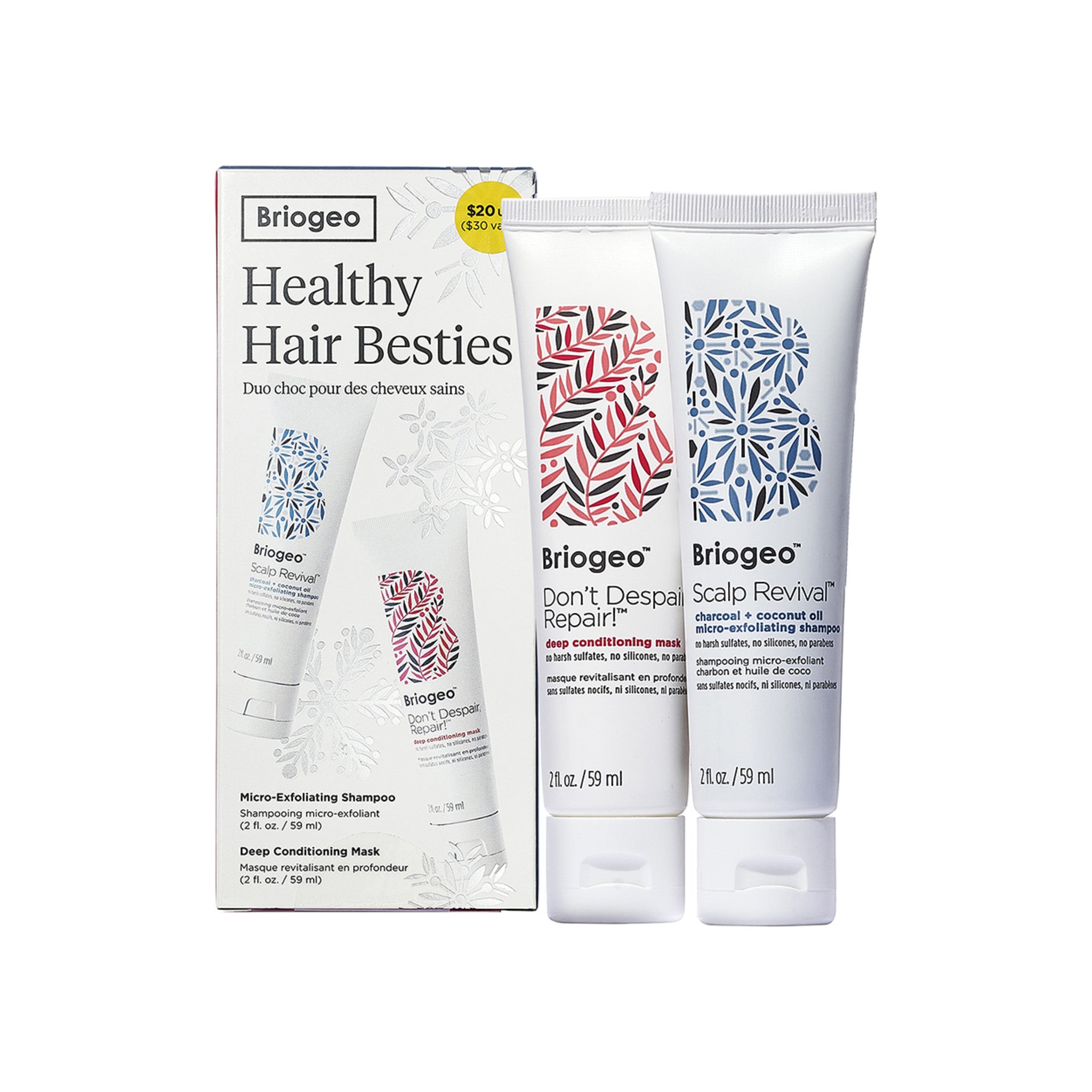 Briogeo Scalp Revival Shampoo and Don’t Despair, Repair! Hair Mask Travel Gift Set (Limited Edition) main image.
