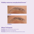 Before and after results of using Kosas GrowPotion Fluffy Lash and Brow Boosting Serum