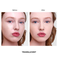 Before and after results of using Hourglass Mini Vanish Airbrush Pressed Powder